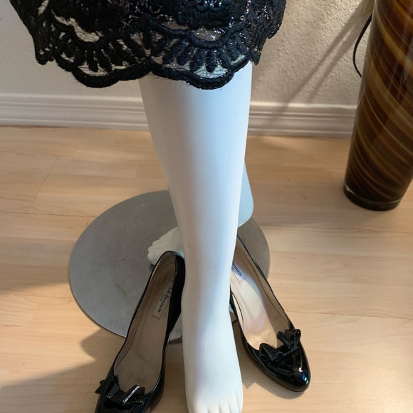 MARINA Black Short sleeve Lace Metallic Dress - Picture 7 of 8